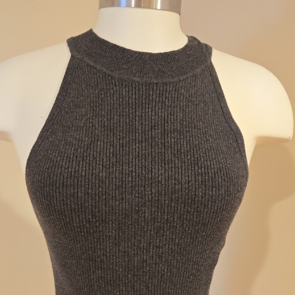 Lulu's Dark Gray Ribbed Mini Dress - Picture 3 of 7